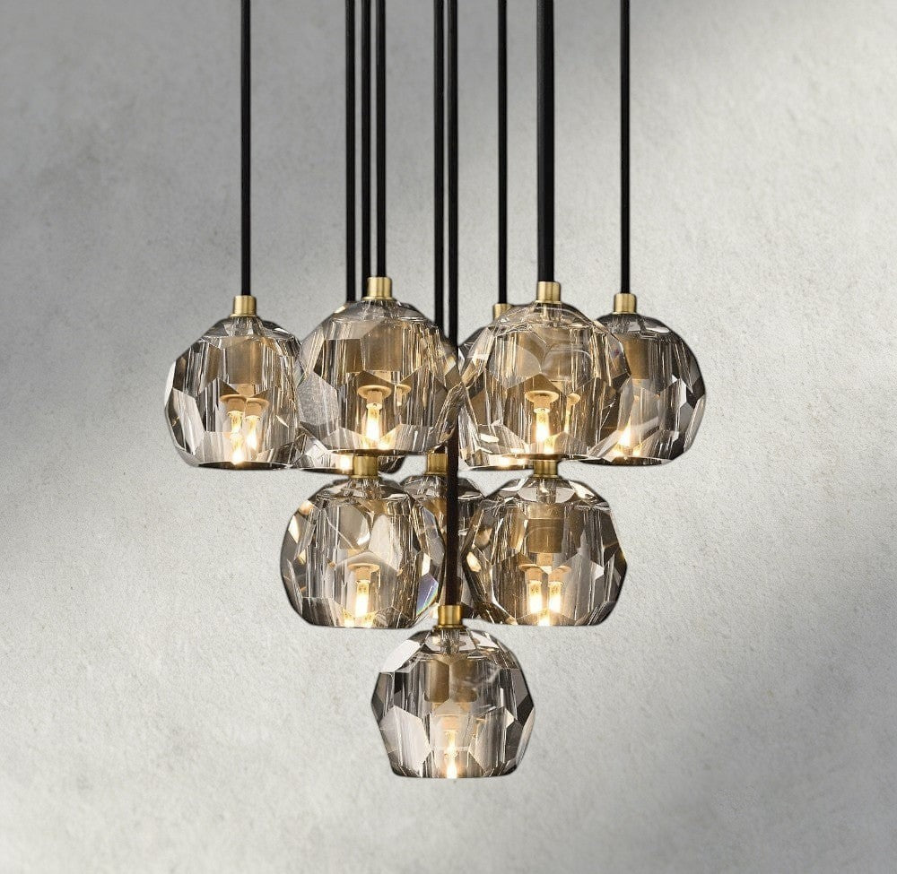 Boule De Cristal Clear/ Smoke Glass Round Cluster Chandelier 14", 19", 24", 30", 40"-Briglamps