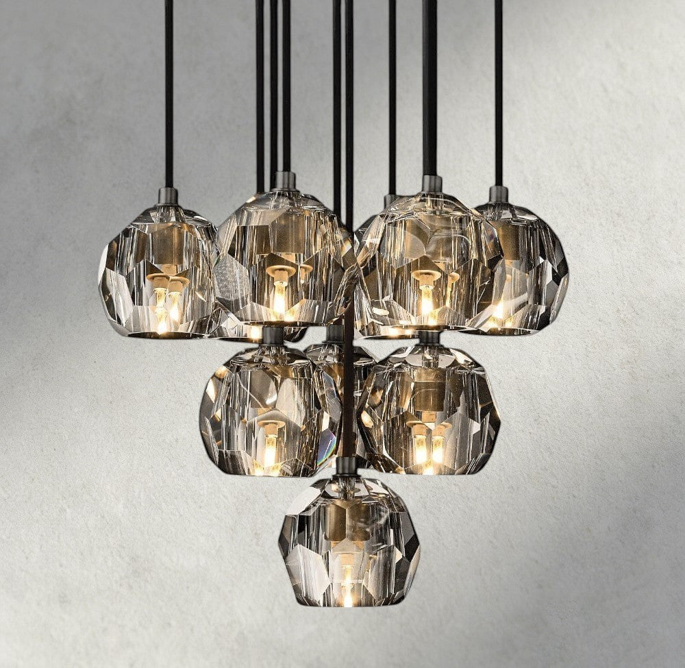Boule De Cristal Clear/ Smoke Glass Round Cluster Chandelier 14", 19", 24", 30", 40"-Briglamps