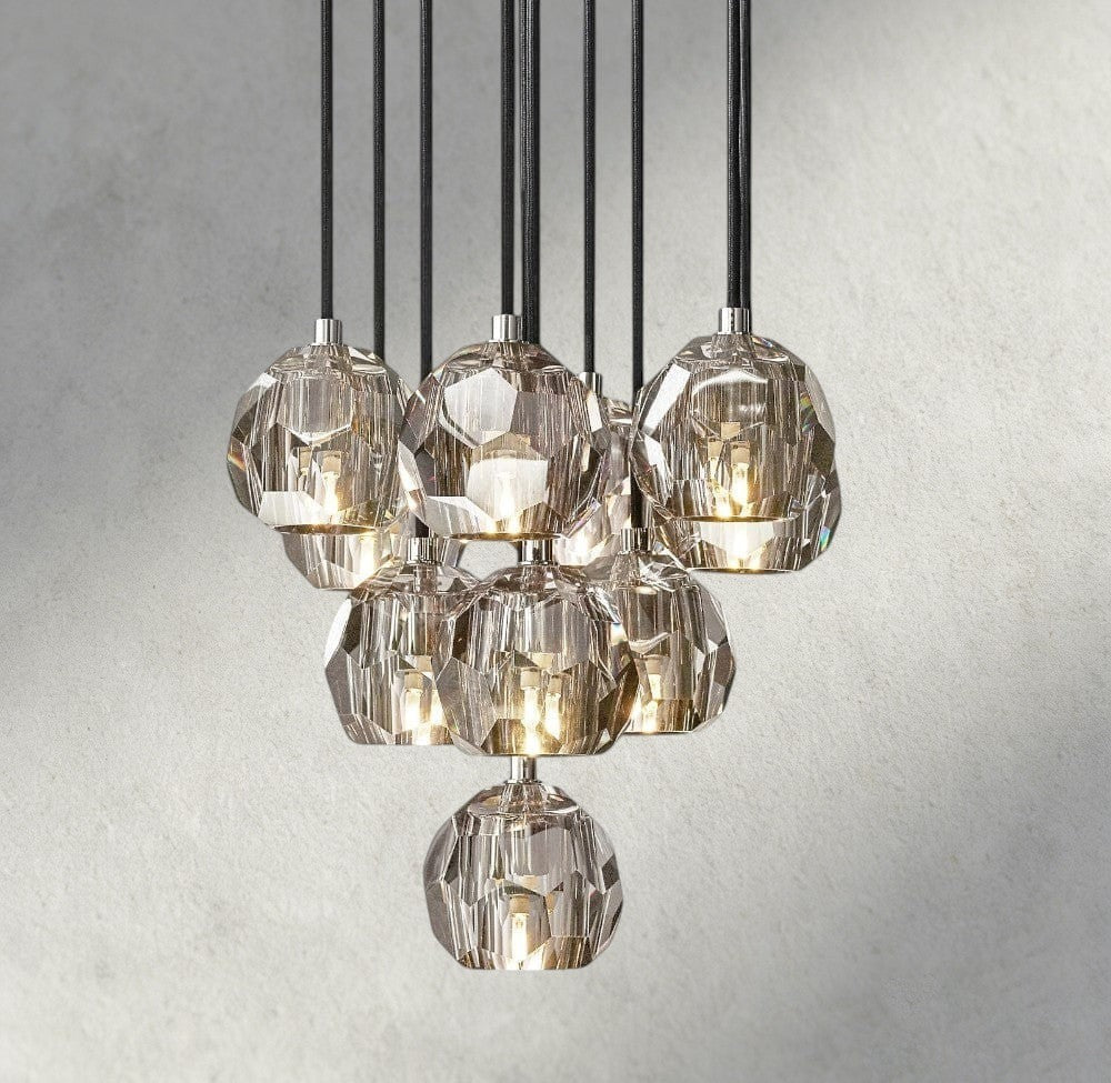 Boule De Cristal Clear/ Smoke Glass Round Cluster Chandelier 14", 19", 24", 30", 40"-Briglamps