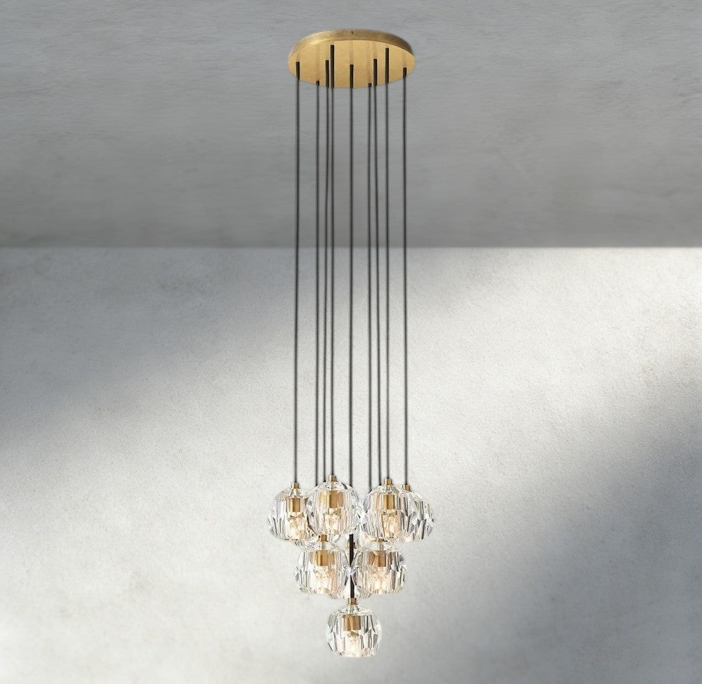 Boule De Cristal Clear/ Smoke Glass Round Cluster Chandelier 14", 19", 24", 30", 40"-Briglamps