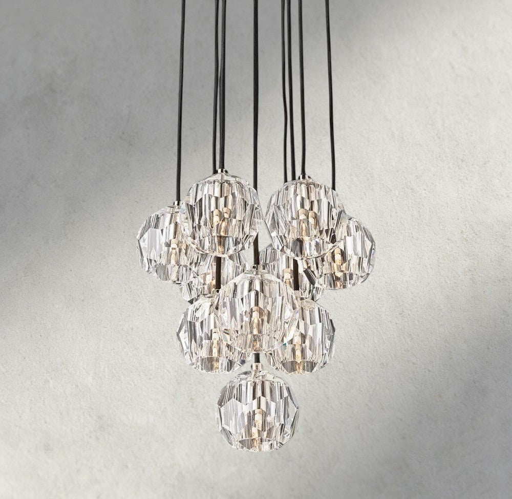 Boule De Cristal Clear/ Smoke Glass Round Cluster Chandelier 14", 19", 24", 30", 40"-Briglamps