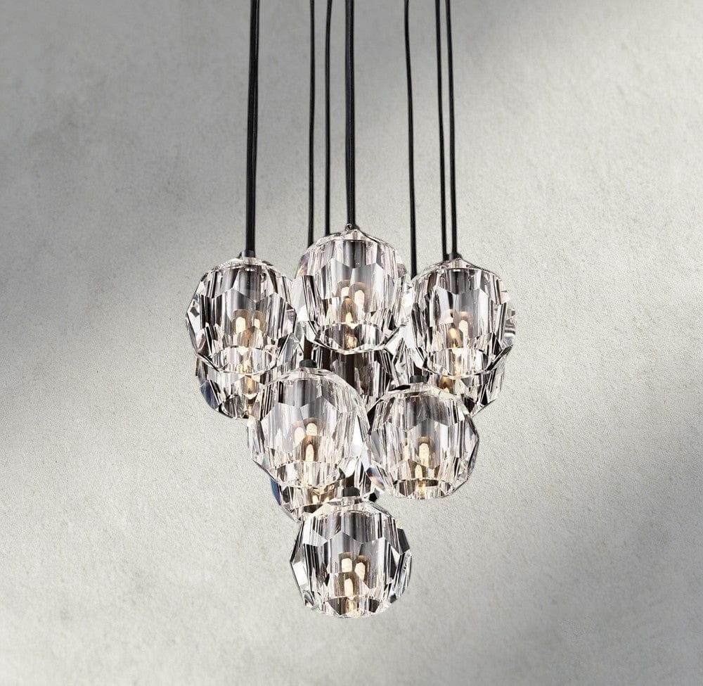 Boule De Cristal Clear/ Smoke Glass Round Cluster Chandelier 14", 19", 24", 30", 40"-Briglamps