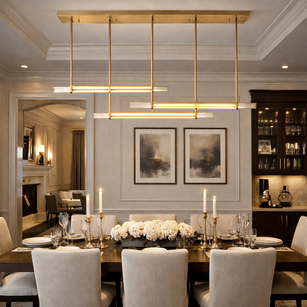 Budubon Crystal Triple Bar Linear Chandelier - briglamps