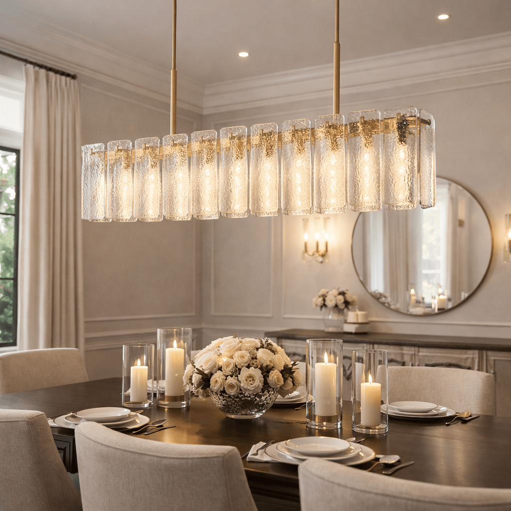 Calametta Glass Rectangular Chandelier - briglamps