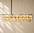 Chiaramn Glass Rectangular Chandelier - Lacquered Burnished Brass / Clear / 54’’