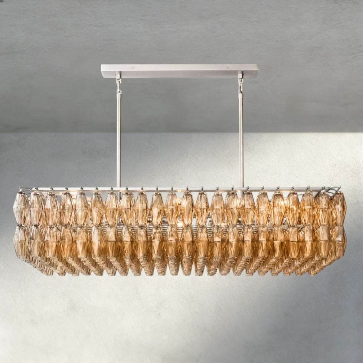 Chiaray Clear/ Smoke Glass Rectangular Chandelier 54", 74" - Brig