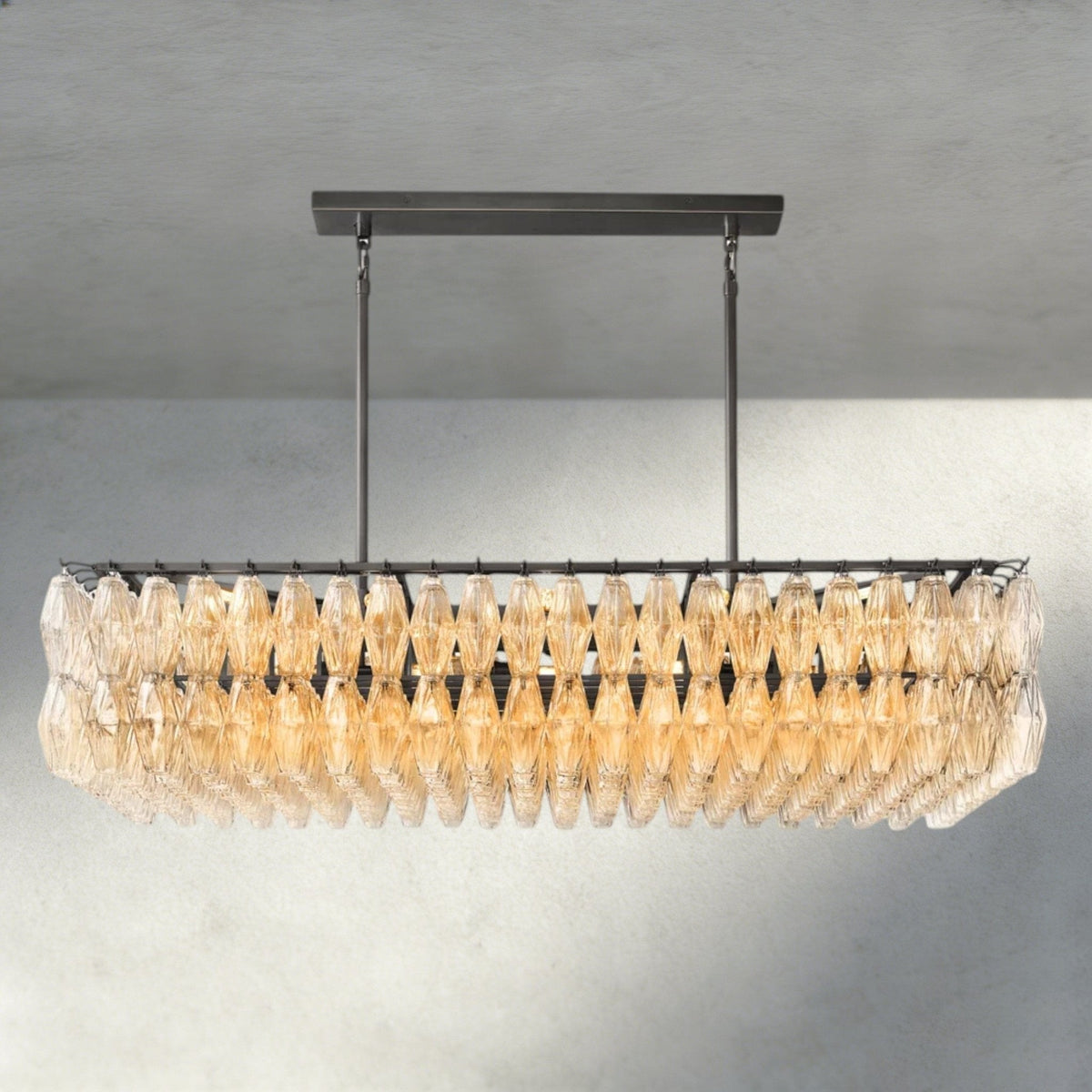 Chiaray Clear/ Smoke Glass Rectangular Chandelier 54", 74" - Brig