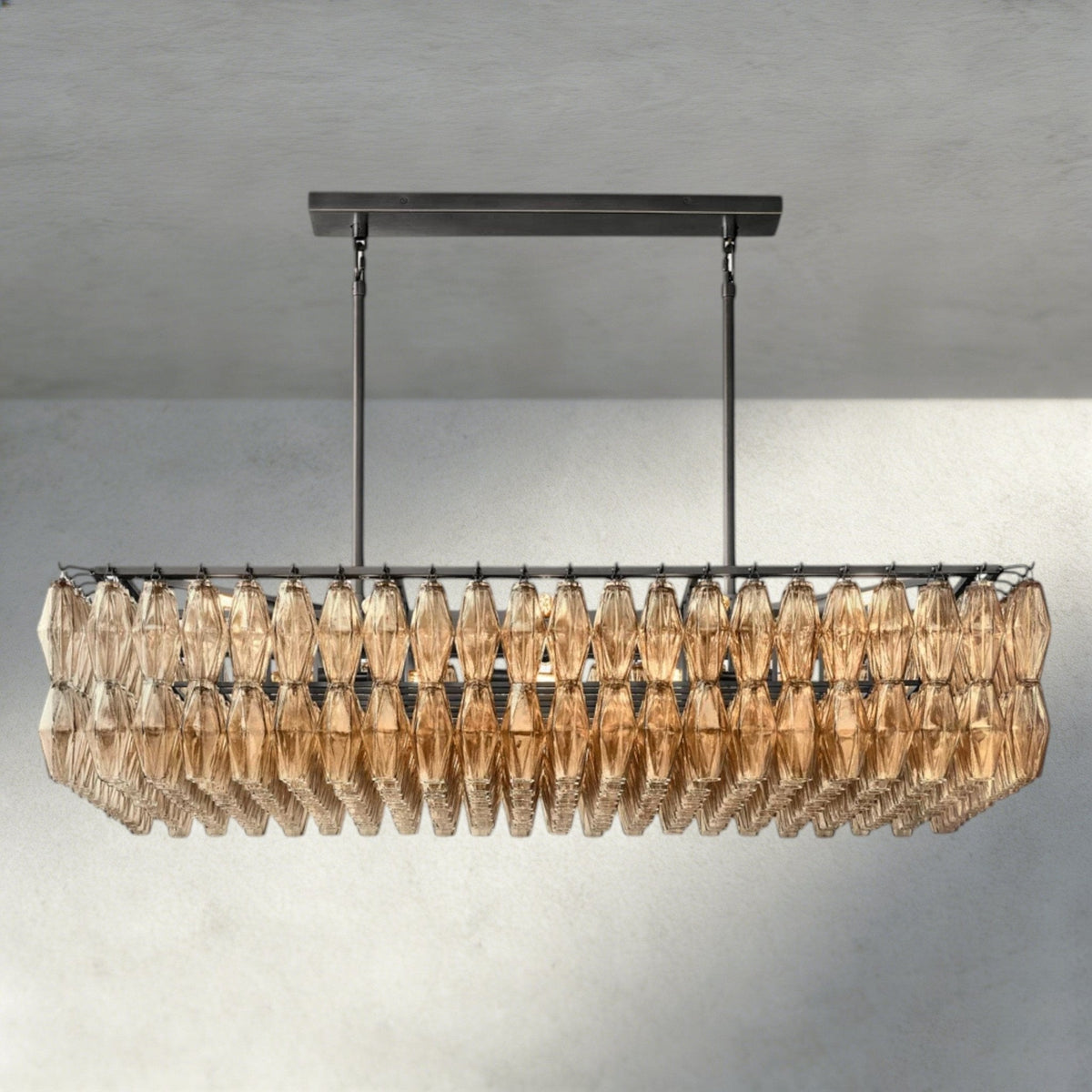 Chiaray Clear/ Smoke Glass Rectangular Chandelier 54", 74" - Brig