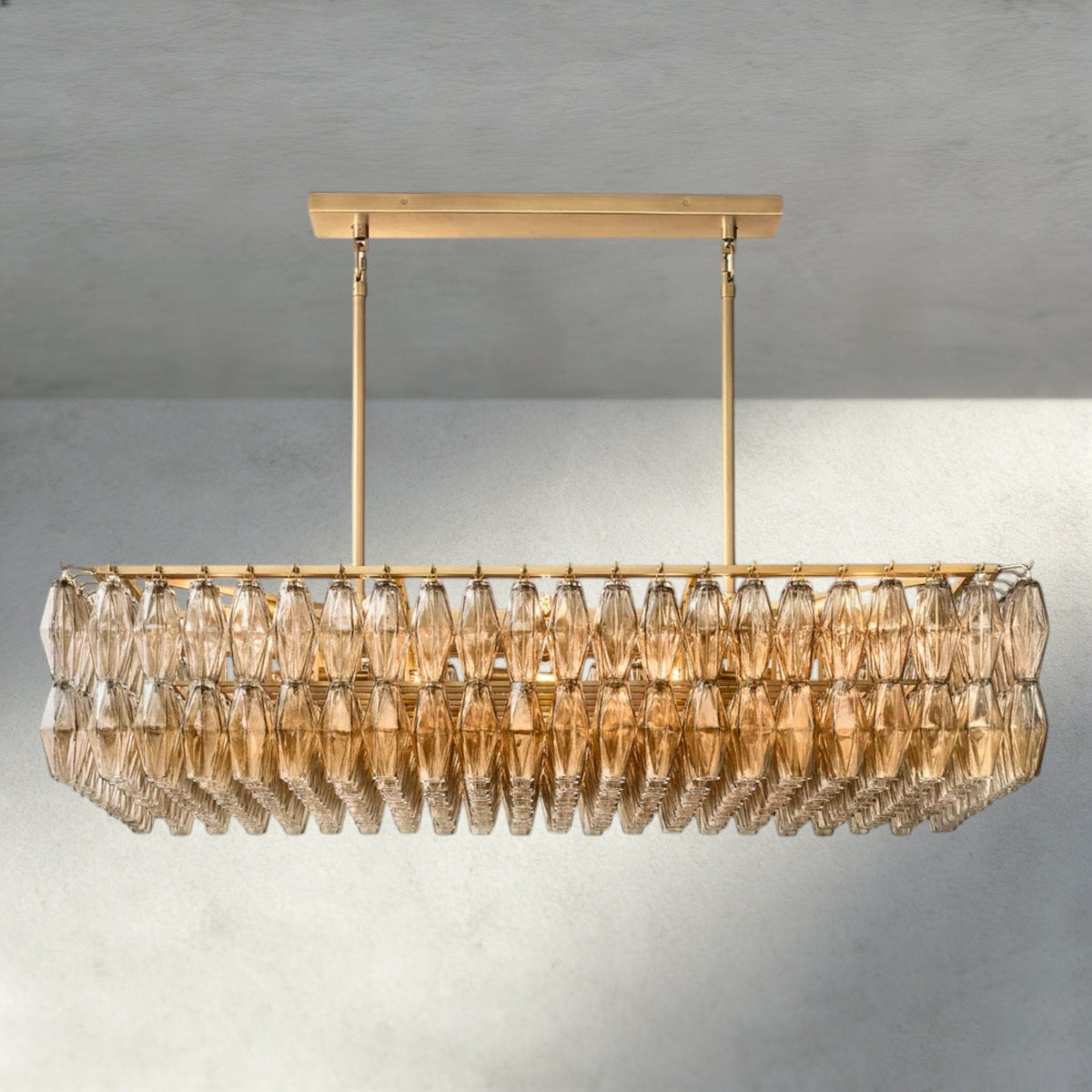 Chiaray Clear/ Smoke Glass Rectangular Chandelier 54", 74" - Brig