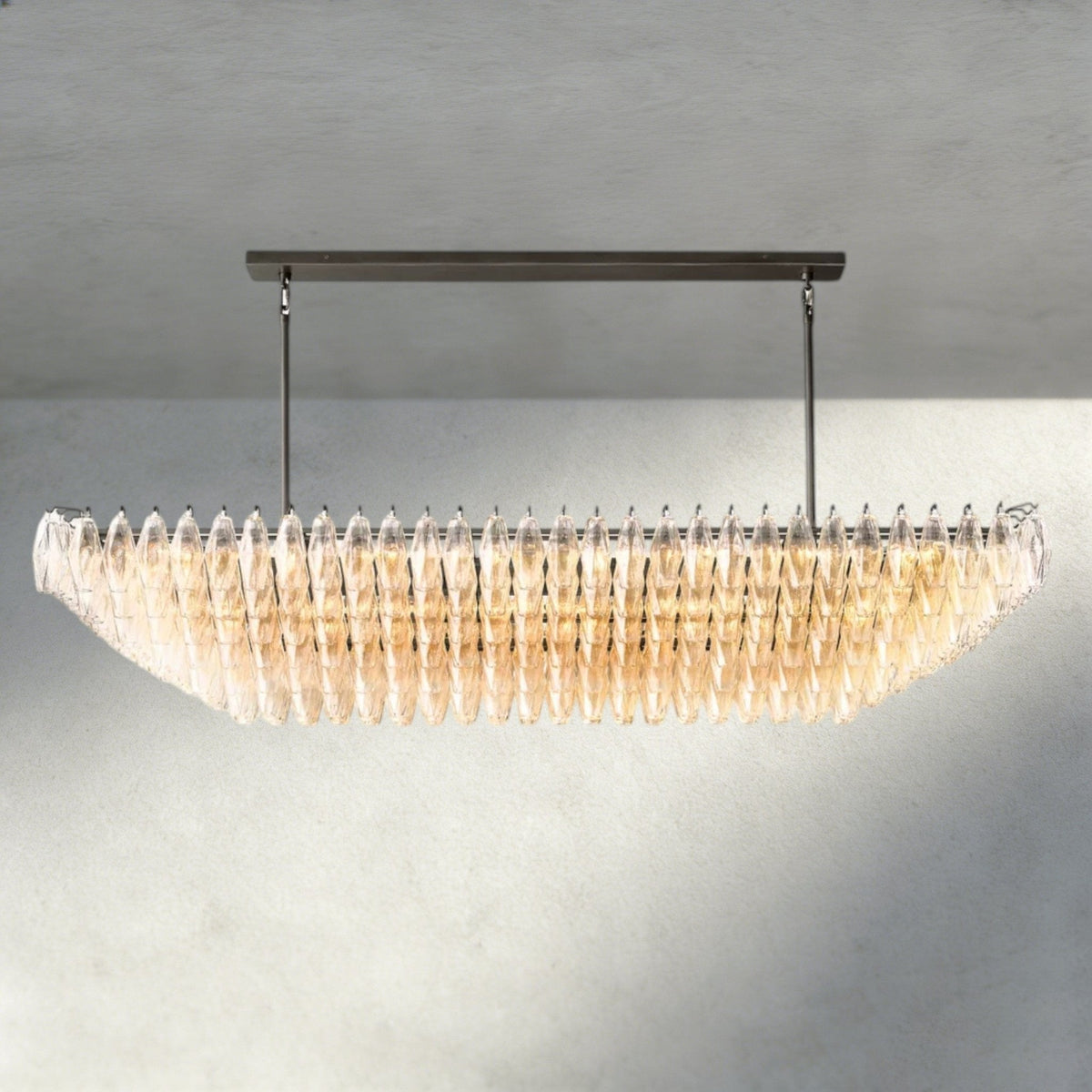 Chiaray Clear/ Smoke Glass Tiered Rectangular Chandelier 54", 74" - Brig
