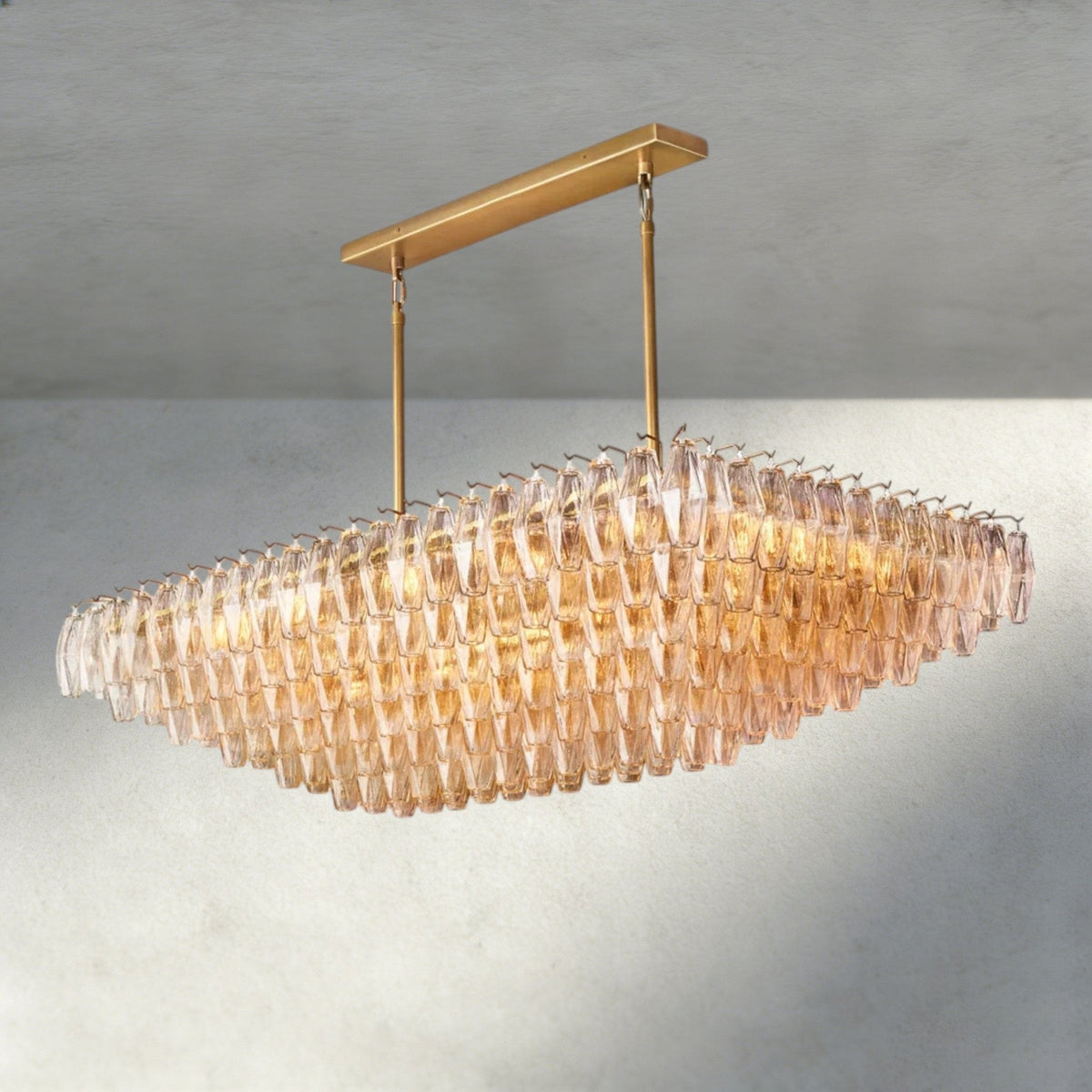 Chiaray Clear/ Smoke Glass Tiered Rectangular Chandelier 54", 74" - Brig