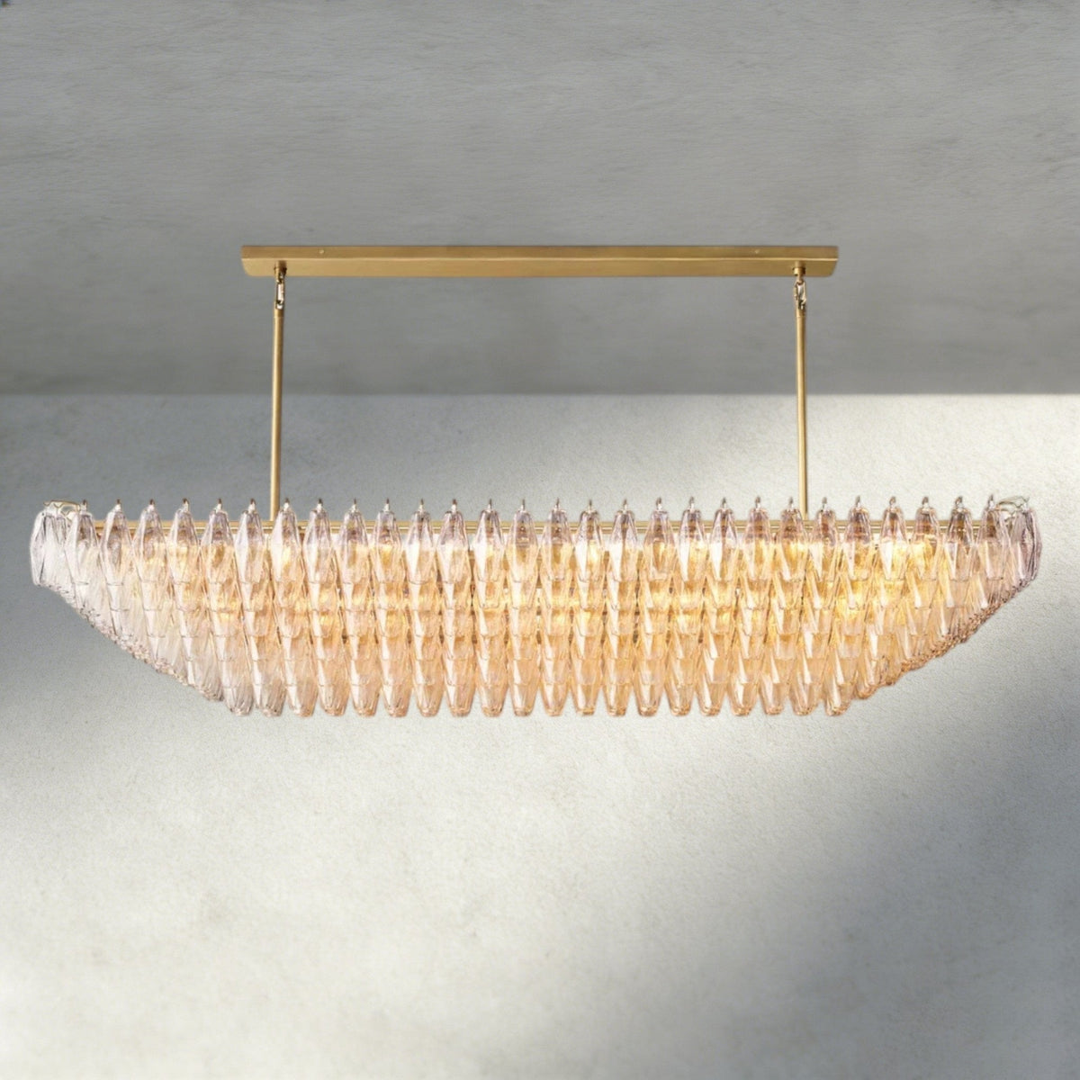 Chiaray Clear/ Smoke Glass Tiered Rectangular Chandelier 54", 74" - Brig