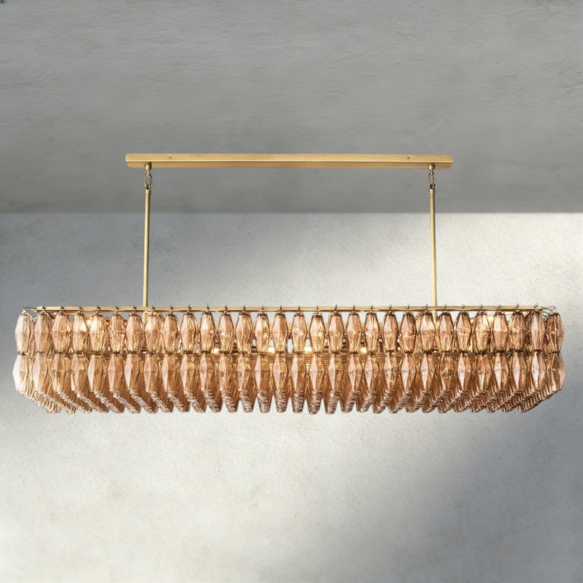 CIHELA CLEAR/ SMOKE GLASS RECTANGULAR CHANDELIER 54", 74" - briglamps
