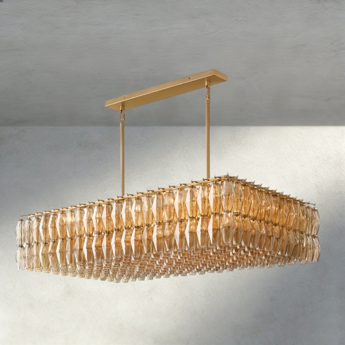 CIHELA CLEAR/ SMOKE GLASS RECTANGULAR CHANDELIER 54", 74" - briglamps