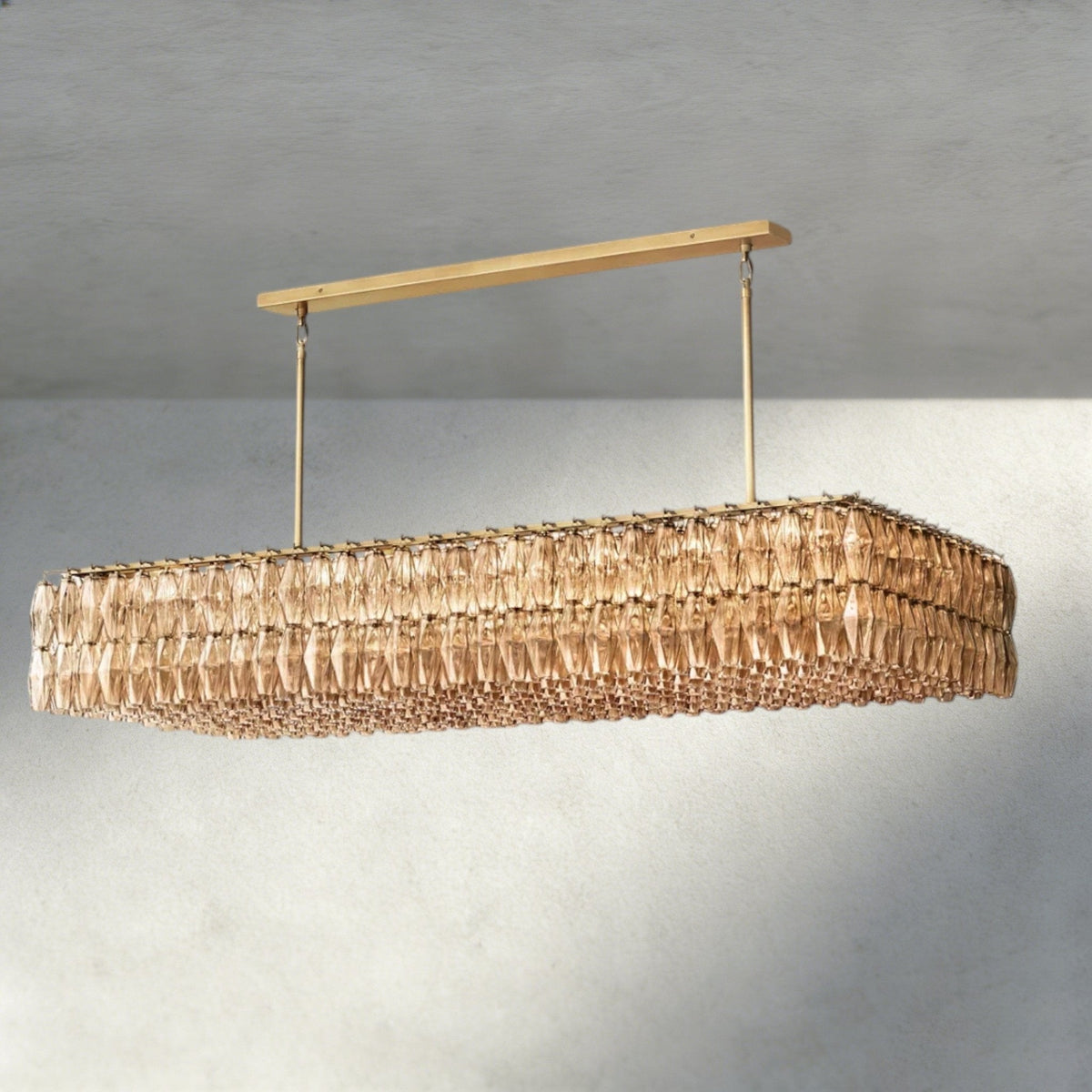 CIHELA CLEAR/ SMOKE GLASS RECTANGULAR CHANDELIER 54", 74" - briglamps