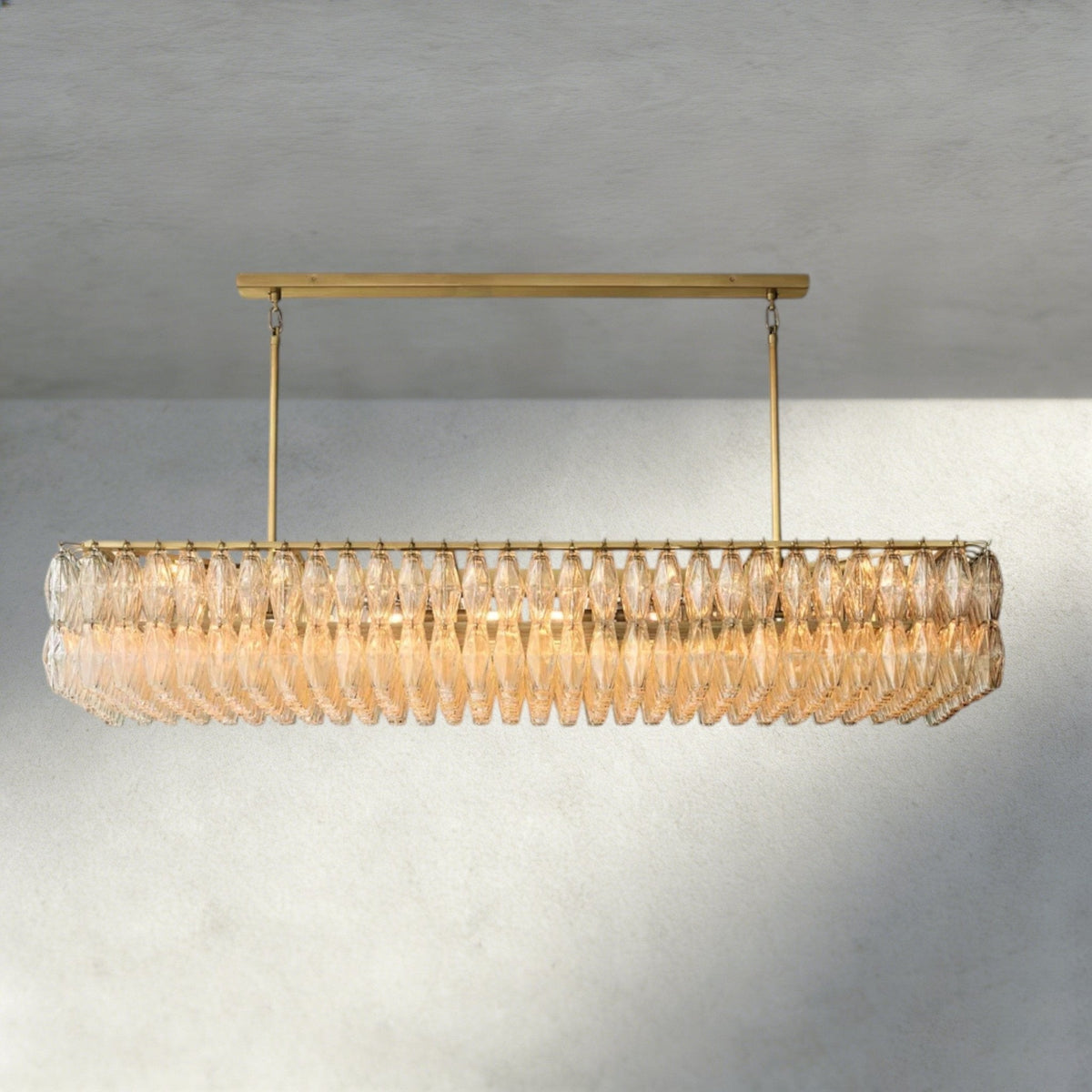 CIHELA CLEAR/ SMOKE GLASS RECTANGULAR CHANDELIER 54", 74" - briglamps