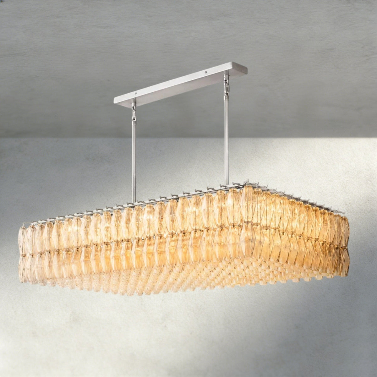 CIHELA CLEAR/ SMOKE GLASS RECTANGULAR CHANDELIER 54", 74" - briglamps