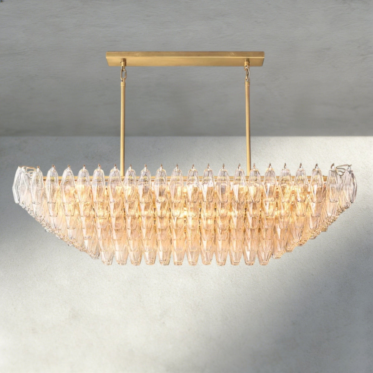 CIHELA CLEAR/ SMOKE GLASS TIERED RECTANGULAR CHANDELIER 54", 74" - briglamps