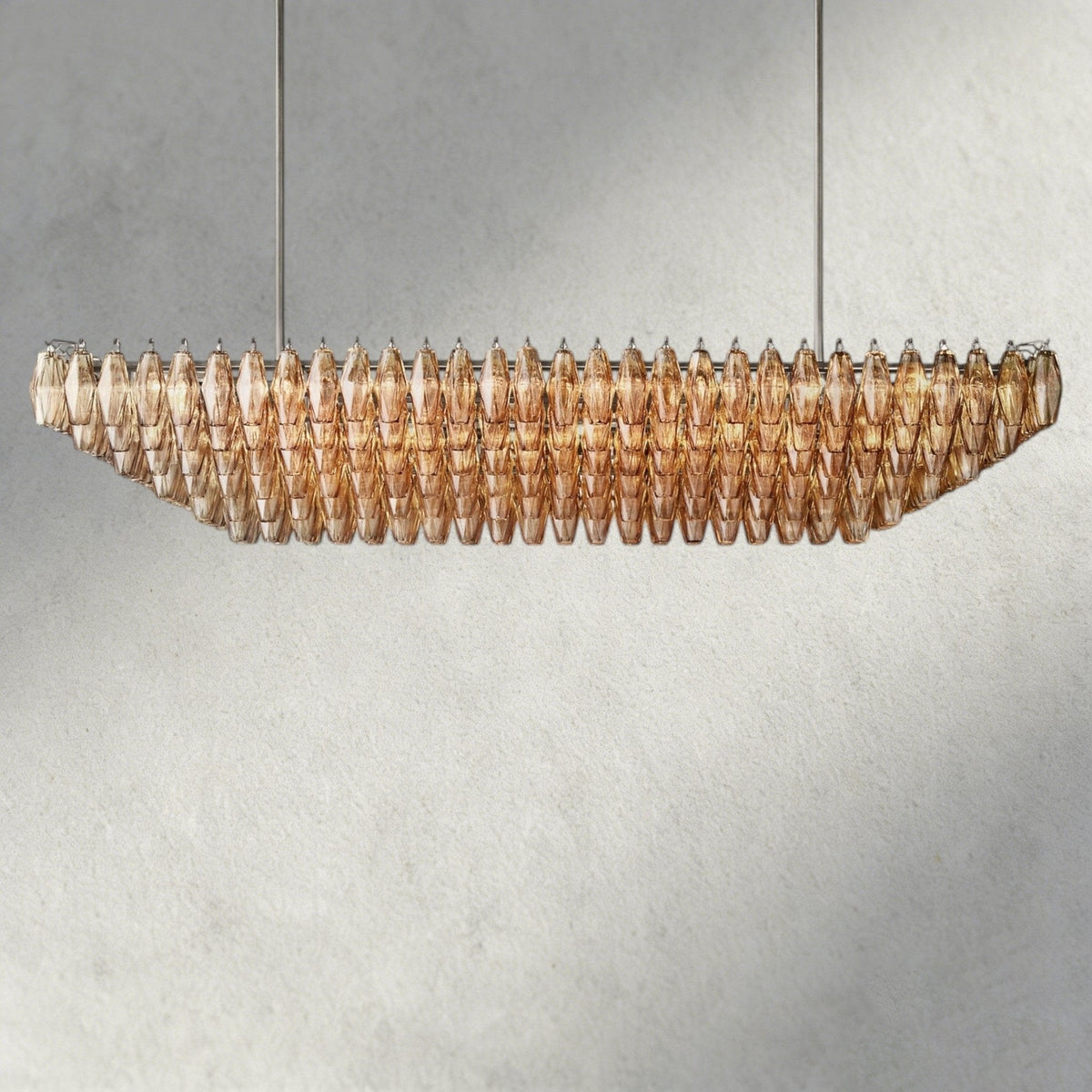 CIHELA CLEAR/ SMOKE GLASS TIERED RECTANGULAR CHANDELIER 54", 74" - briglamps