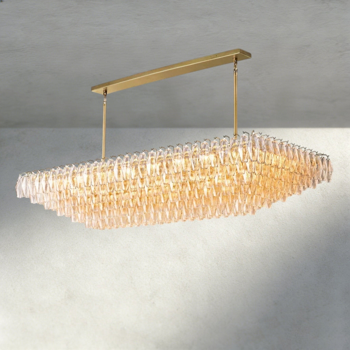 CIHELA CLEAR/ SMOKE GLASS TIERED RECTANGULAR CHANDELIER 54", 74" - briglamps