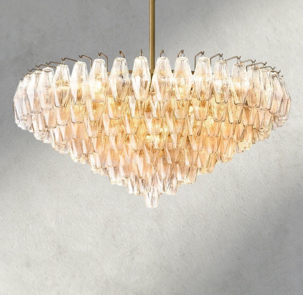 CIHELA CLEAR/ SMOKE GLASS TIERED ROUND CHANDELIER 37", 47", 62" - briglamps