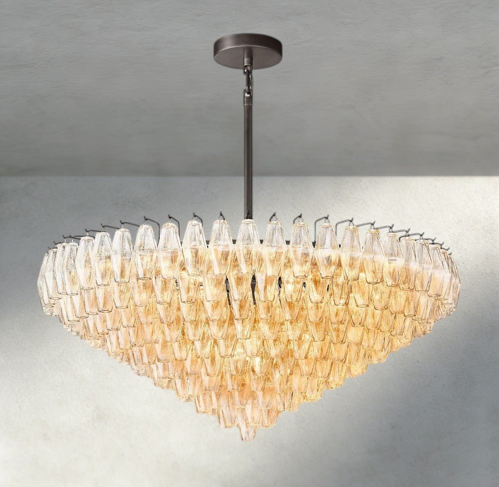 CIHELA CLEAR/ SMOKE GLASS TIERED ROUND CHANDELIER 37", 47", 62" - briglamps