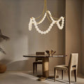 Cluster String Pearl Alabaster Chandelier in Brass & Black Metal Rod - Brig Lighting