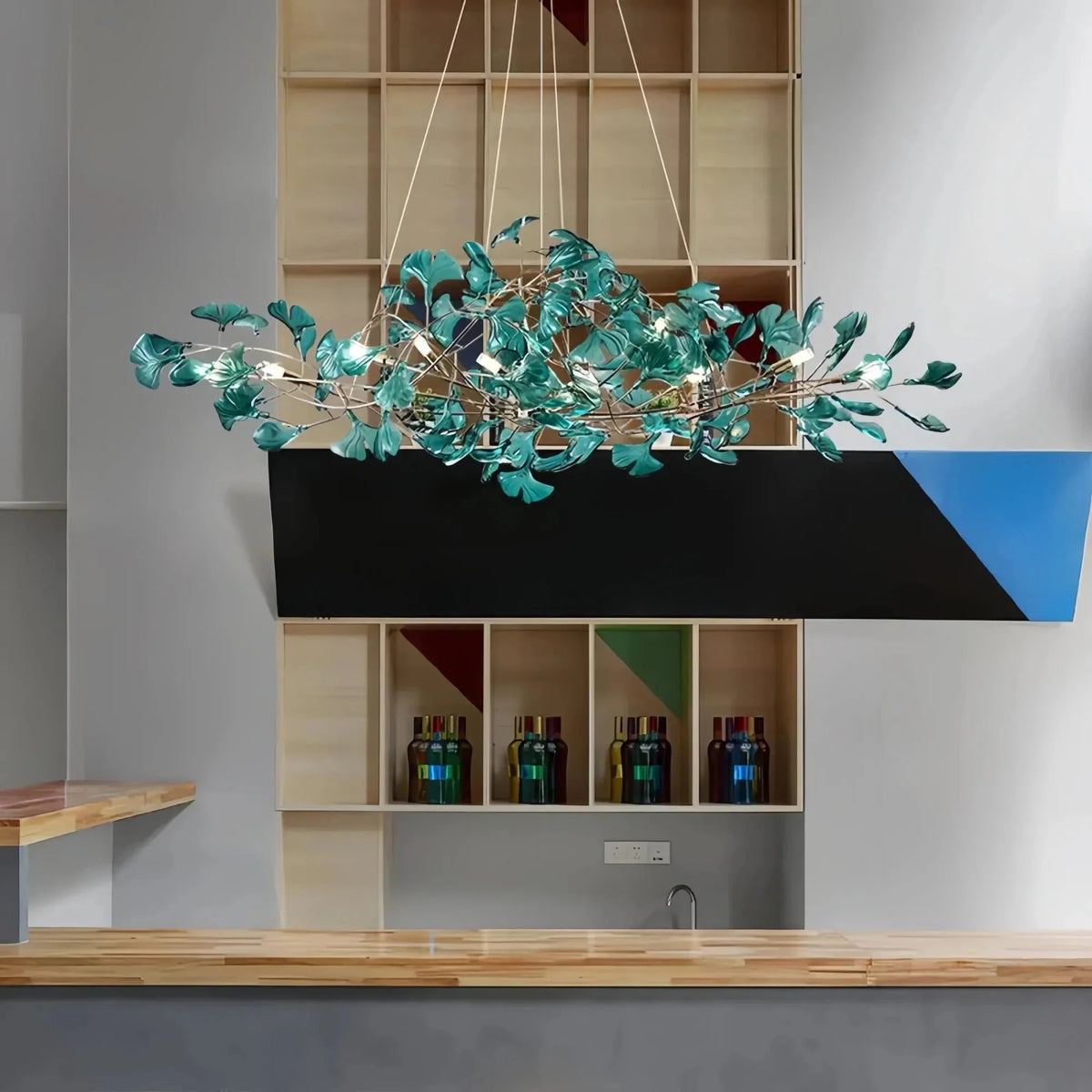 Colorful Glass Ginkgo Leaf Chandelier - Brig Lighting