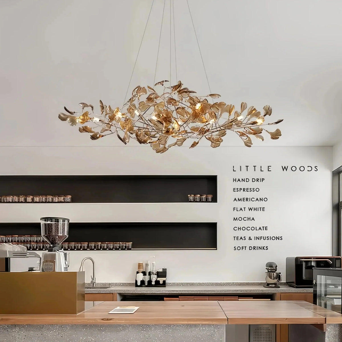 Colorful Glass Ginkgo Leaf Chandelier - Brig Lighting