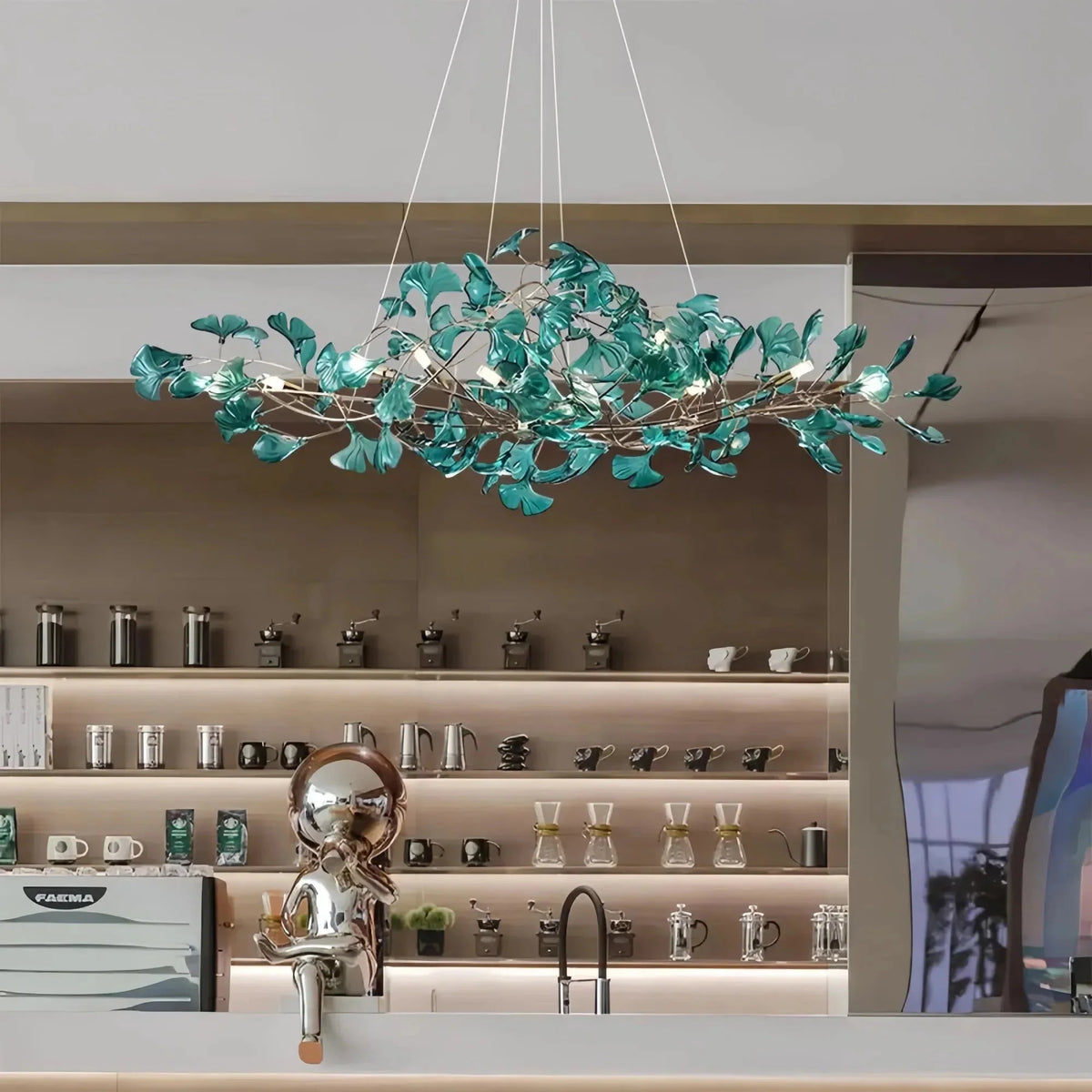 Colorful Glass Ginkgo Leaf Chandelier - Brig Lighting