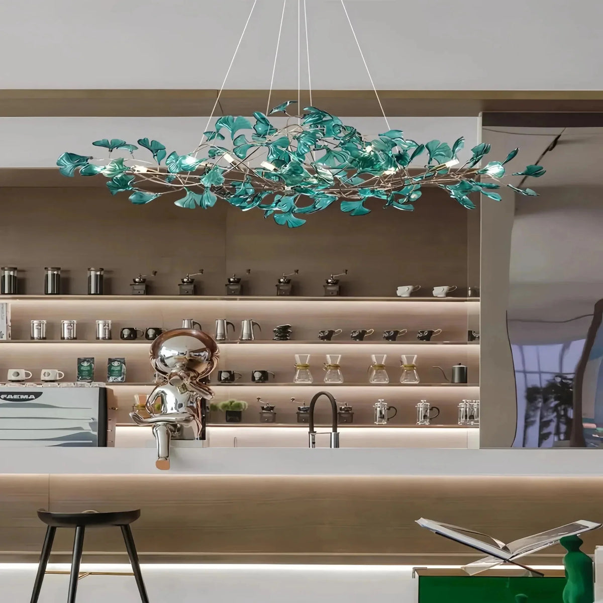 Colorful Glass Ginkgo Leaf Chandelier - Brig Lighting