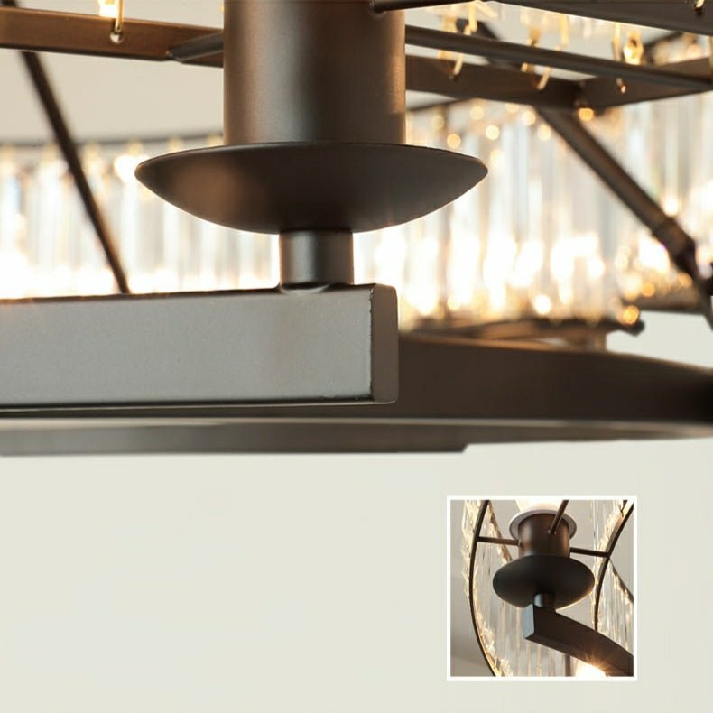 Decorative 6/ 8/ 10/ 12-Light Crystal Ceiling Chandelier Triangular Prism Island Light Fixture Metal Shade for Living Room - Brig Lighting