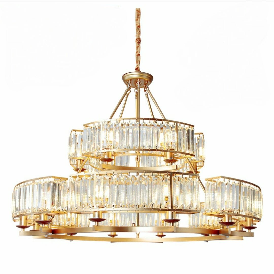 Decorative 6/ 8/ 10/ 12-Light Crystal Ceiling Chandelier Triangular Prism Island Light Fixture Metal Shade for Living Room - Brig Lighting