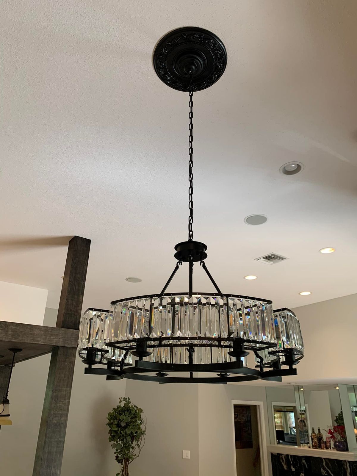 Decorative 6/ 8/ 10/ 12-Light Crystal Ceiling Chandelier Triangular Prism Island Light Fixture Metal Shade for Living Room - Brig Lighting
