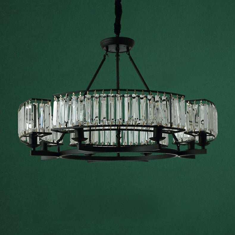 Decorative 6/ 8/ 10/ 12-Light Crystal Ceiling Chandelier Triangular Prism Island Light Fixture Metal Shade for Living Room - Brig Lighting