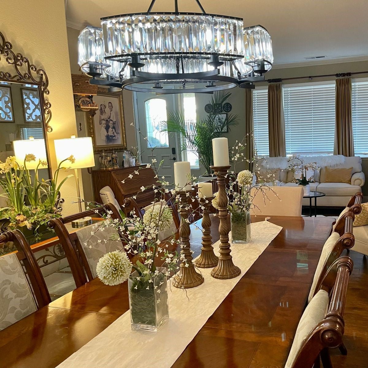 Decorative 6/ 8/ 10/ 12-Light Crystal Ceiling Chandelier Triangular Prism Island Light Fixture Metal Shade for Living Room - Brig Lighting