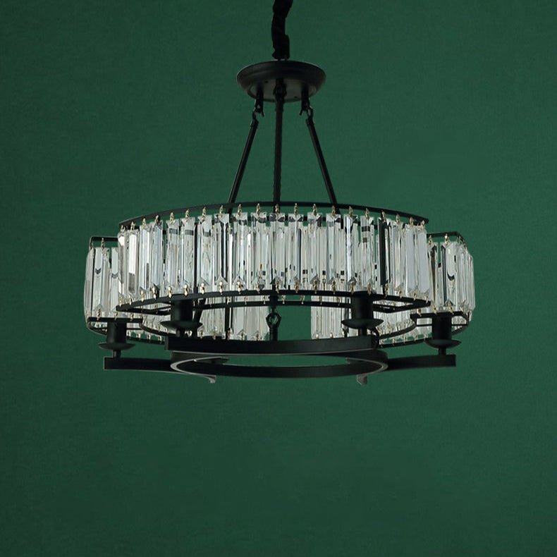 Decorative 6/ 8/ 10/ 12-Light Crystal Ceiling Chandelier Triangular Prism Island Light Fixture Metal Shade for Living Room - Brig Lighting