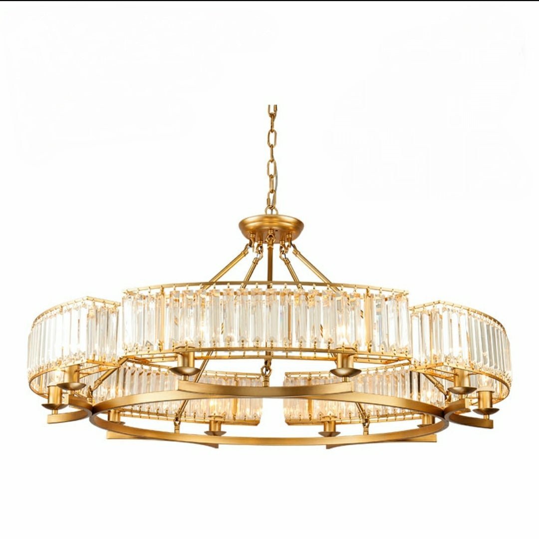 Decorative 6/ 8/ 10/ 12-Light Crystal Ceiling Chandelier Triangular Prism Island Light Fixture Metal Shade for Living Room - Brig Lighting
