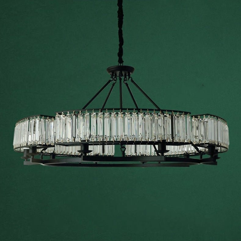 Decorative 6/ 8/ 10/ 12-Light Crystal Ceiling Chandelier Triangular Prism Island Light Fixture Metal Shade for Living Room - Brig Lighting