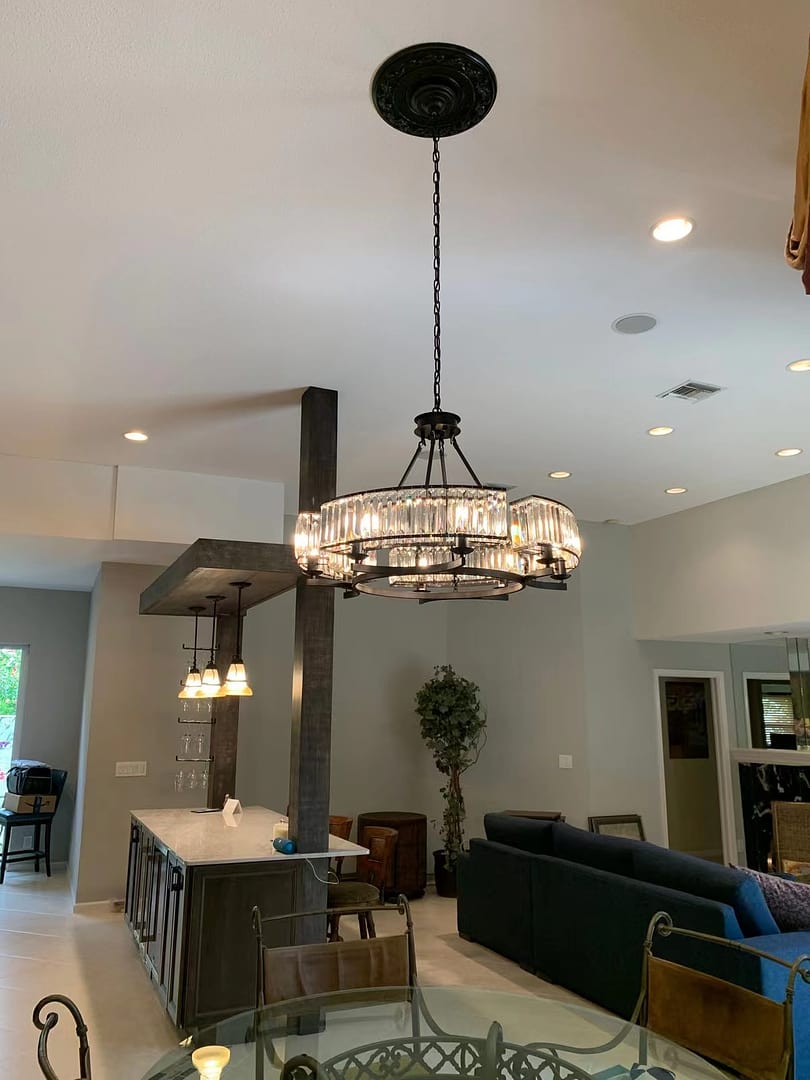 Decorative 6/ 8/ 10/ 12-Light Crystal Ceiling Chandelier Triangular Prism Island Light Fixture Metal Shade for Living Room - Brig Lighting