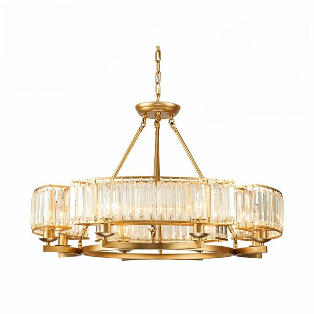 Decorative 6/ 8/ 10/ 12-Light Crystal Ceiling Chandelier Triangular Prism Island Light Fixture Metal Shade for Living Room - Brig Lighting