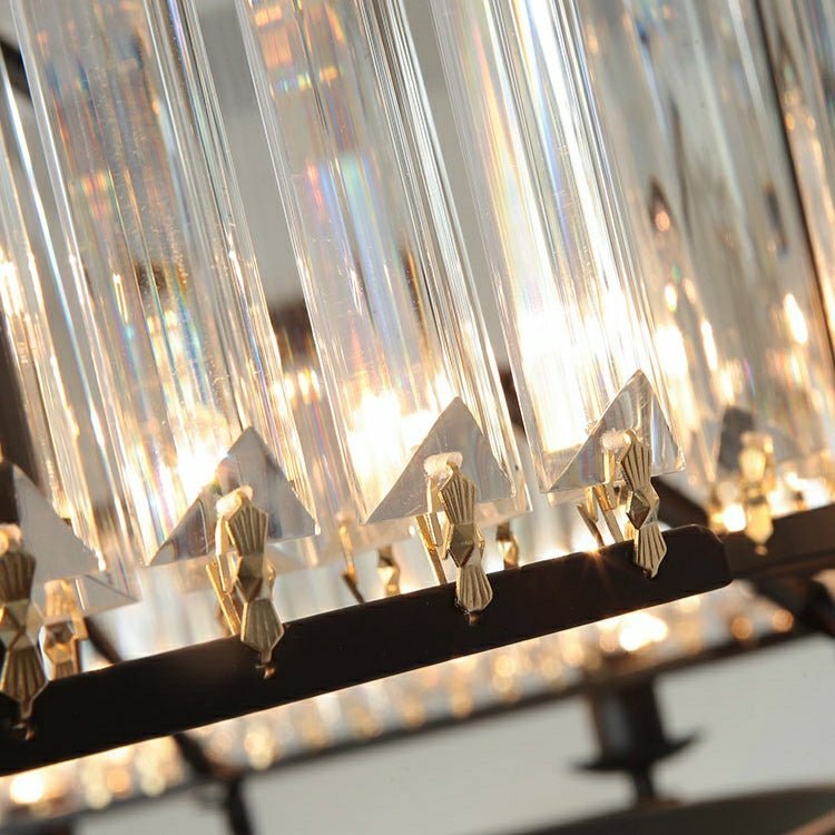 Decorative 6/ 8/ 10/ 12-Light Crystal Ceiling Chandelier Triangular Prism Island Light Fixture Metal Shade for Living Room - Brig Lighting