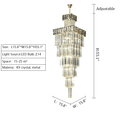 Decorative Large Vertical Crystal Staircase Chandelier Foyer Ceiling Light Fixture Lamp In Gray/ Amber Brim - briglamps