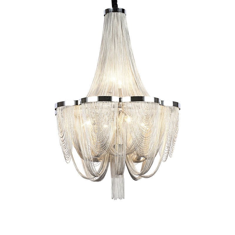 Designer Models Oversized Aluminium Long Tassel Pendant Chendelier for Large Living Room/Staircase/Villa - briglamps