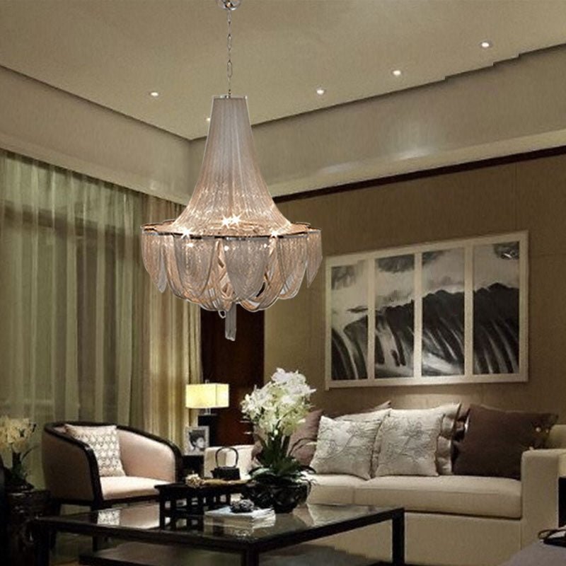 Designer Models Oversized Aluminium Long Tassel Pendant Chendelier for Large Living Room/Staircase/Villa - briglamps