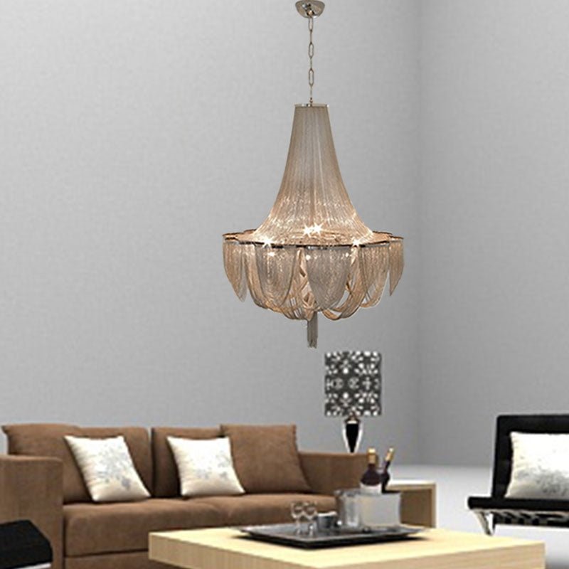 Designer Models Oversized Aluminium Long Tassel Pendant Chendelier for Large Living Room/Staircase/Villa - briglamps