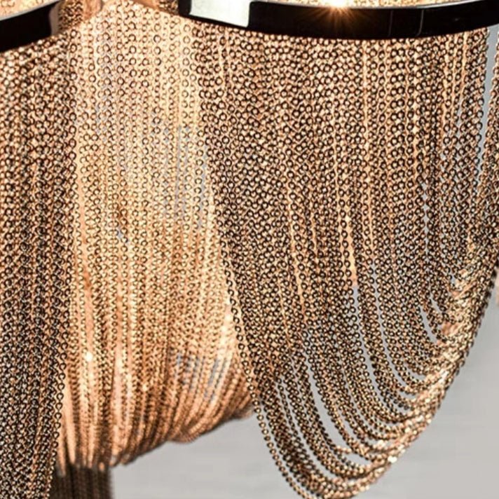 Designer Models Oversized Aluminium Long Tassel Pendant Chendelier for Large Living Room/Staircase/Villa - briglamps