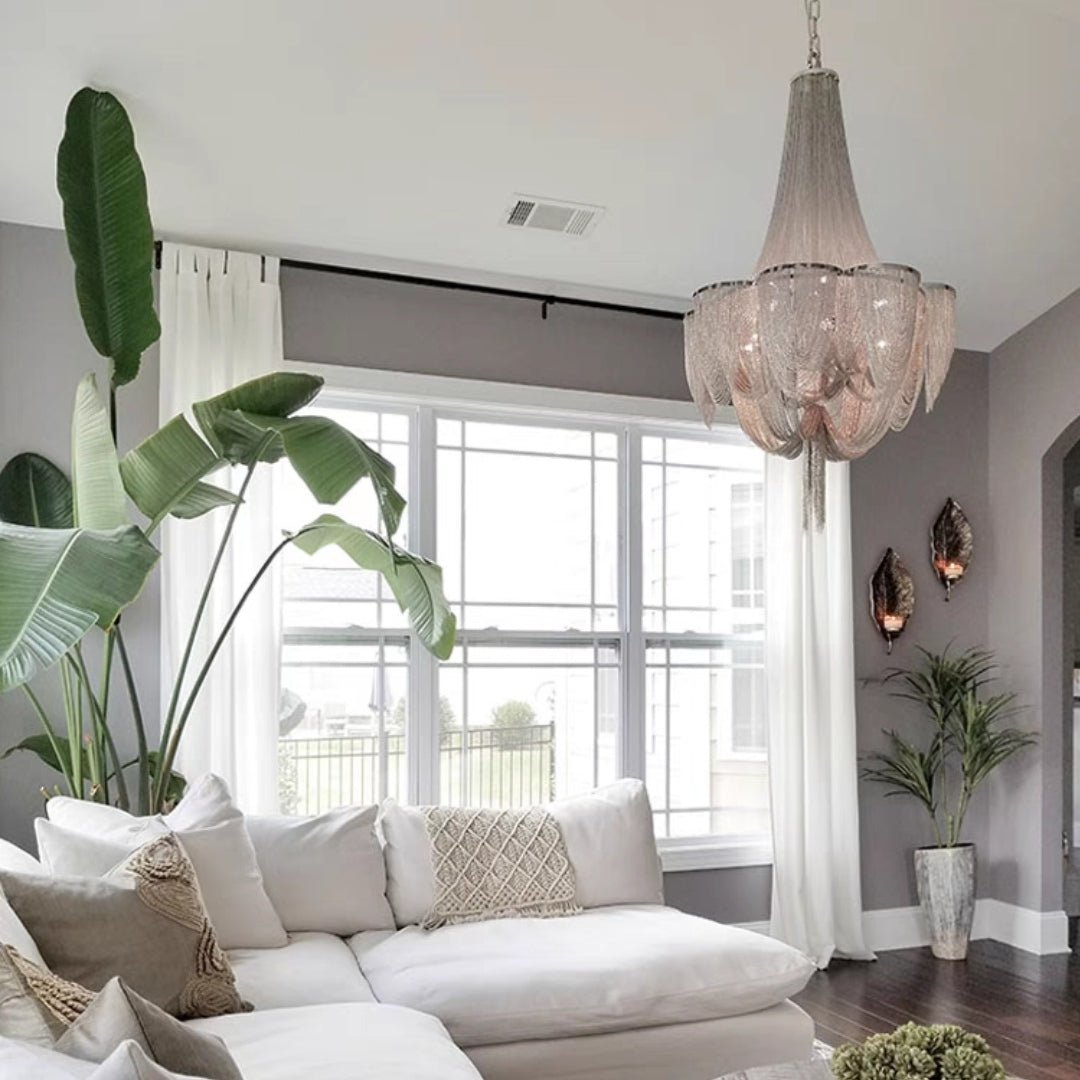 Designer Models Oversized Aluminium Long Tassel Pendant Chendelier for Large Living Room/Staircase/Villa - briglamps