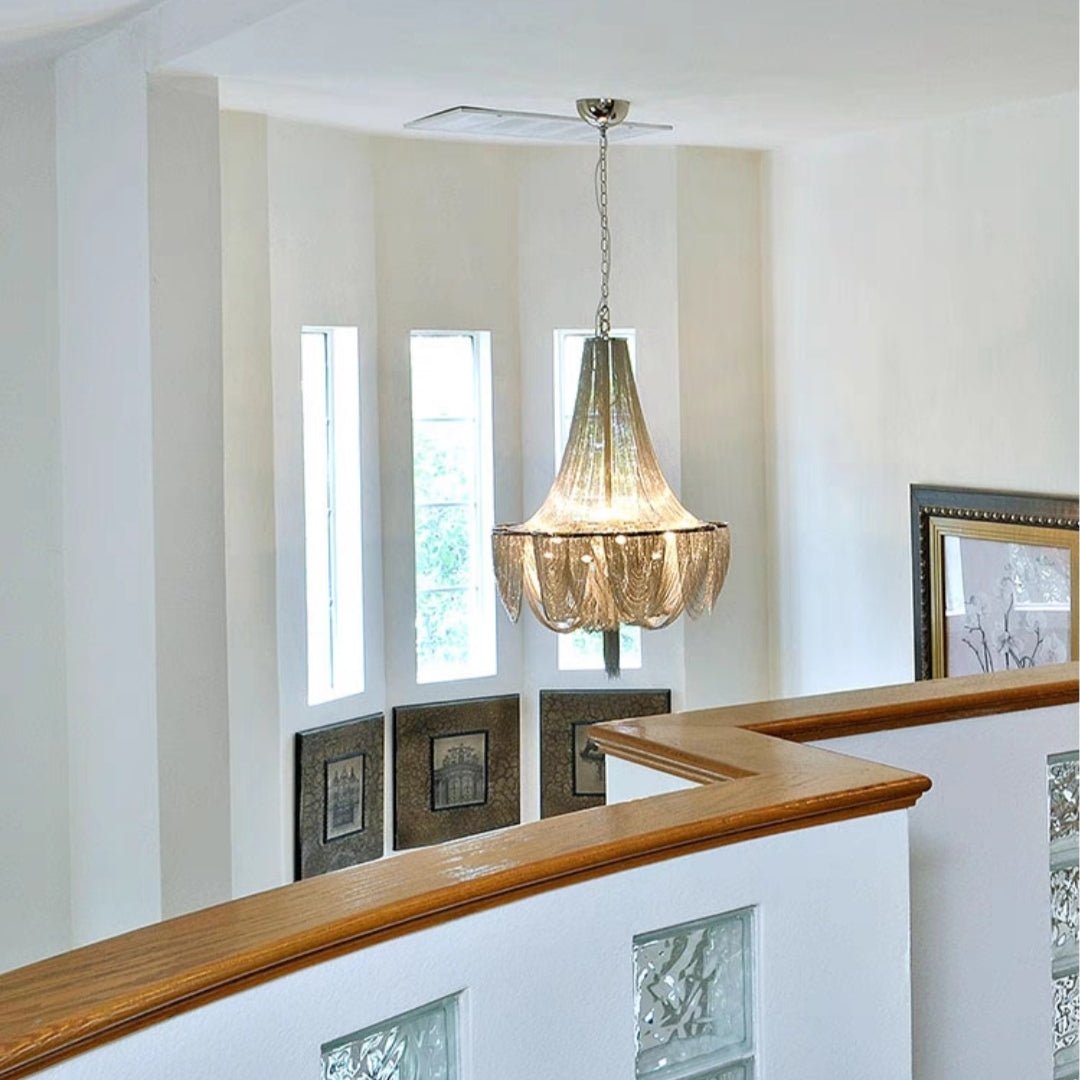 Designer Models Oversized Aluminium Long Tassel Pendant Chendelier for Large Living Room/Staircase/Villa - briglamps