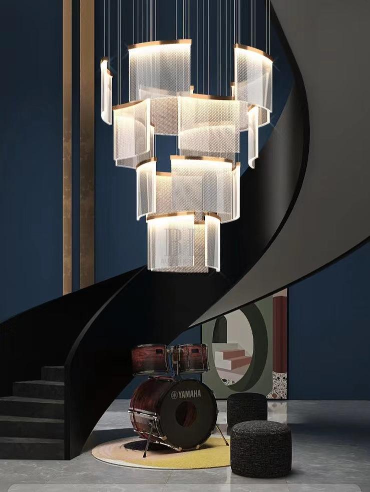Designer Tile Chandelier For Foyer And High Ceiling Living Room - Brig Lighting
